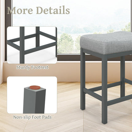 Dreamade Counter Height Bar Stools Set of 2/4, 24.5" Backless Linen Fabric Bar Saddle Stools w/Solid Rubber Wood Frame & Footrest