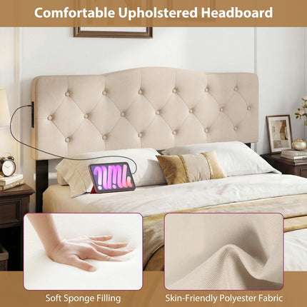 Dreamade Headboard with 2 AC Outlets for Queen & Full Size Bed