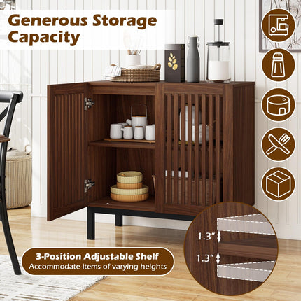 Dreamade Sideboard Buffet Cabinet | 32" Farmhouse Coffee Bar with Slatted Doors