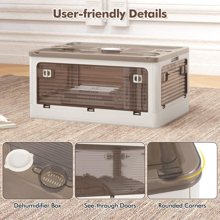 Dreamade Storage Bins with Lids and Hidden Wheels, 3/6 Pack Stackable Collapsible Storage Boxes with 5 Opening Doors