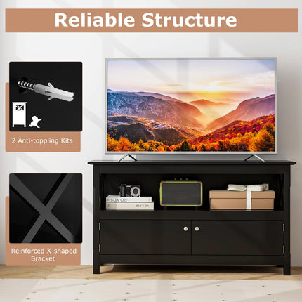 Dreamade TV Stand with Power Outlet for TVs up to 50 Inch, Entertainment Center with 2-Door Cabinet
