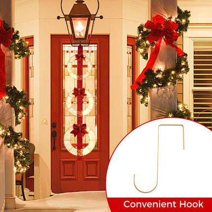 Dreamade Set of 3 Pre-Lit Wreaths, 5.8 FT Xmas Light-up Decorations on Red Ribbon with 450 LED Lights
