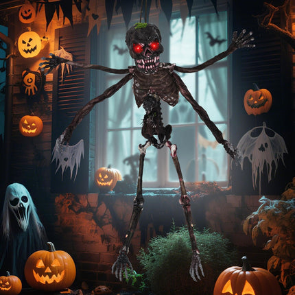 Dreamade 6 FT Animated Halloween Decoration Hanging Zombie Sound-Activated Skeleton Decoration