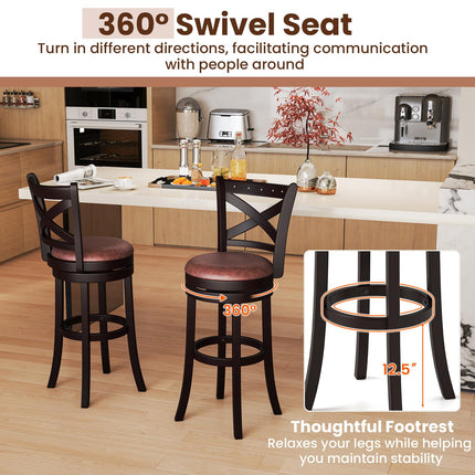 Dreamade 30" Swivel Bar Stools with Footrest & Rubber Wood Frame