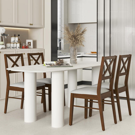 Dreamade Wooden Dining Chairs Set of 2/4, Upholstered Kitchen Chairs w/Cross Back & Padded Seat