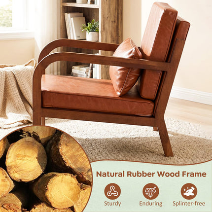 Dreamade Mid-Century Modern Accent Chair with Lumbar Pillow
