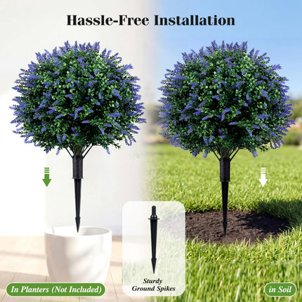 Dreamade 2 Pack Artificial Lavender Boxwood Topiary Ball Trees 27.5" Faux Floral Shrubs