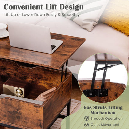 Dreamade Lift Top Coffee Table, Coffee Table with Storage Shelf and Hidden Compartment