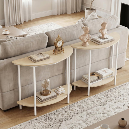 Dreamade Half Moon Console Table | 40" Narrow Entryway Table with Storage Shelf
