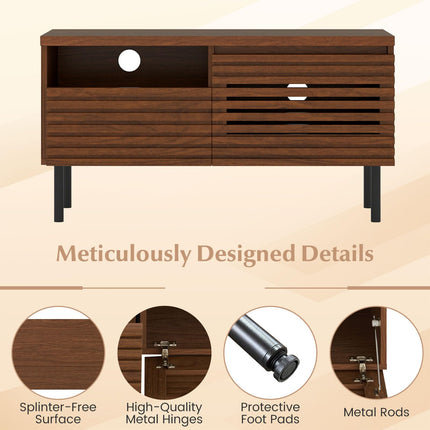 Dreamade Mid Century Modern TV Stand with Fluted Entertainment Center