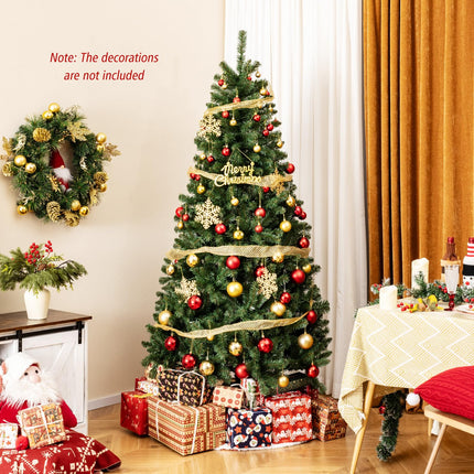 Dreamade 7ft Pre-Lit Christmas Tree, Artificial Hinged Xmas Tree with 250 Warm White LED Lights
