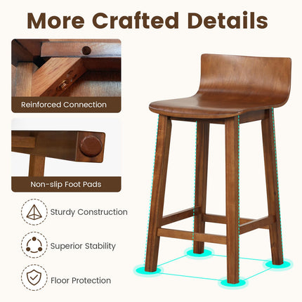 Dreamade 2 or 4 Bar Stools Set with Low Back & Footrest
