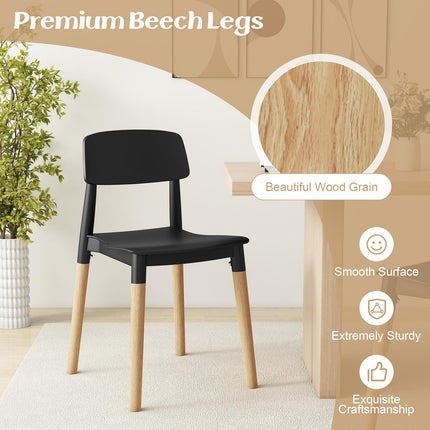 Dreamade Wooden Dining Chairs Set of 4, Modern Dining Side Chairs Set w/Ergonomic Backrest, Wide Seat & Sturdy Wooden Legs