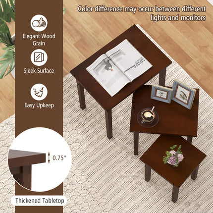 Dreamade Nesting Tables Set of 3, Farmhouse Stacking Side Tables with Rubber Legs