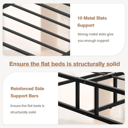 Dreamade 10 Inch Bed Frame Queen Size, Metal Platform Queen Bed Frame, Heavy Duty Steel Slat Support