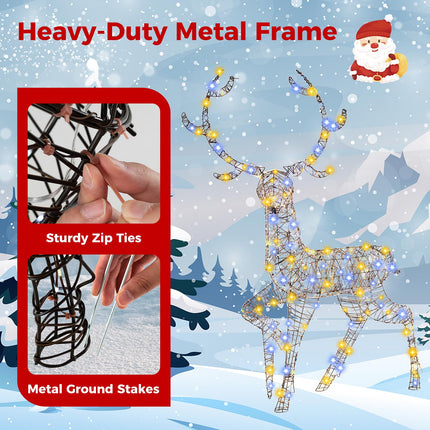 Dreamade 4.6 FT Pre-Lit Christmas Reindeer, 3D Buck Decoration with 300 Bright LED Lights