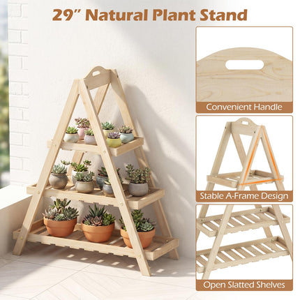 Dreamade 3-Tier Plant Stand Indoor | 28.5" Wood Flower Pot Plant Display Shelf