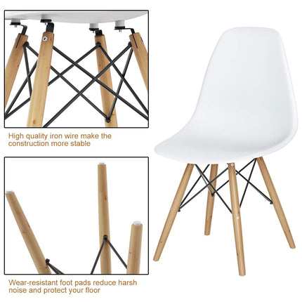 Pre Assembled Mid Century Modern Dining Chairs Set of 2, White