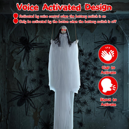 DREAMADE 6.4 FT Sound Activated Halloween Hanging Girl