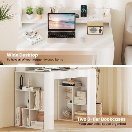 Dreamade White Desk with Storage Shelves