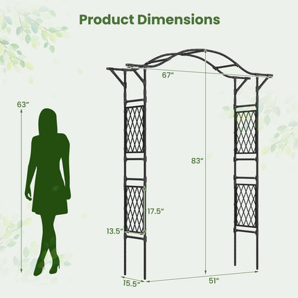 Dreamade Garden Arch Trellis 67''W x 83''H Metal Arbor