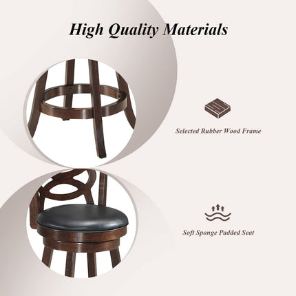 Dreamade Bar Stools, Counter Height Dining Chair, Fabric Upholstered 360 Degree Swivel