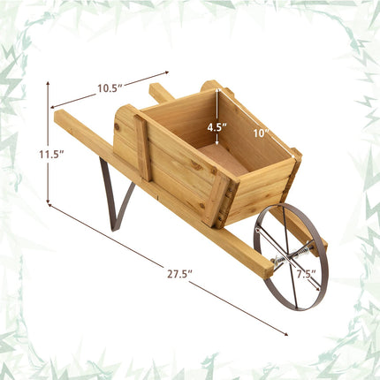 Dreamade Wooden Wagon Planter, Small Wheelbarrow Wagon Flower, Indoor & Outdoor Raised Bed