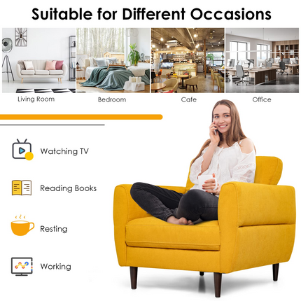 Dreamade Sofa Chair, Upholstered Mid-Century Modern Accent Chair