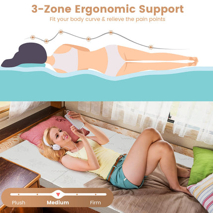 Dreamade 4 Inch Tri Folding Mattress,CertiPUR-US Gel-Infused Memory Foam with Bamboo Cover Carry Bag