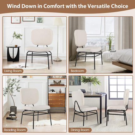Dreamade Modern Armless Accent Chair - Sherpa Reading Chair with Sponge Padding