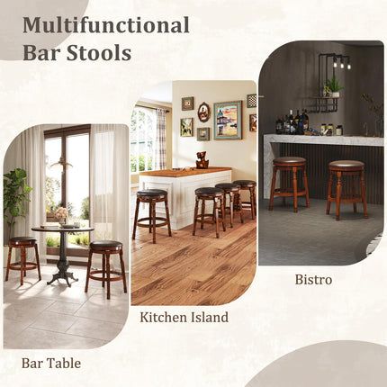 Dreamade Swivel Bar Stools Set with Faux Leather Padded Seat