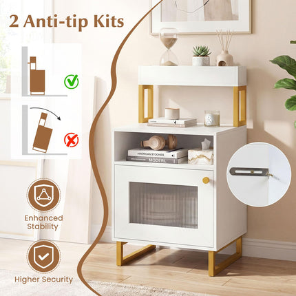 Dreamade Night Stand with LED Lights | Tall Sofa Side Couch End Table w/Top Tray (1/2)