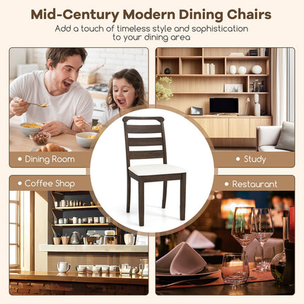 Dreamade Wooden Dining Chairs Set of 2/4, Upholstered Kitchen Chairs w/Rubber Wood Frame, Padded Seat