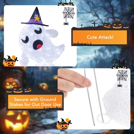 Dreamade 4 Ft Halloween Decorations Outdoor Stacked Ghosts, Free-Standing Cute Yard Decorations