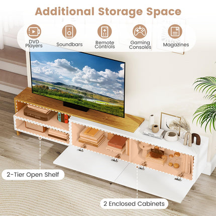 Dreamade Modern TV Stand for 80 Inches TVs with Storage Shelves and Cabinets