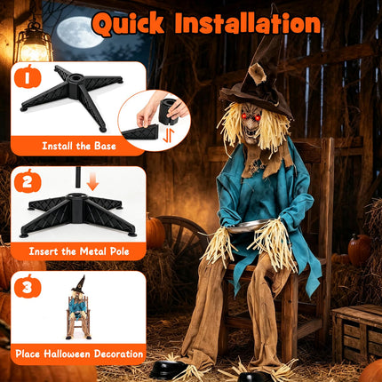 DREAMADE Animated Halloween Sitting Scary Scarecrow Decoration