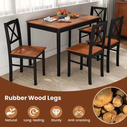 5 Piece Dining Table Set with Rectangular Kitchen Table and 4 Chairs for 4 People-Coffee