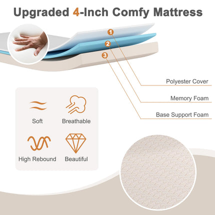 Dreamade Folding Bed with Mattress, 75x31 Cot Size Bed Frame, Roll Away Beds with Mattresses for Adults