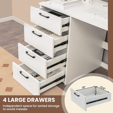 Dreamade Computer Desk with 4 Large Drawers
