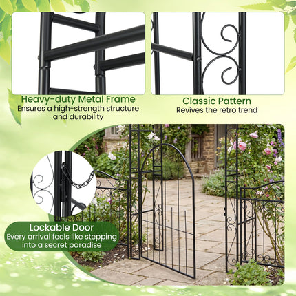 Dreamade 84'' Garden Arbor with Gate for Backyard Lawn