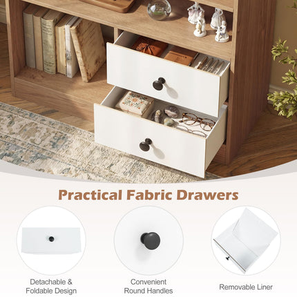 Dreamade 4-Tier Freestanding Bookcase w/3 Open Compartments & 2 Detachable Fabric Drawers
