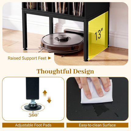 Dreamade Record Player Stand with 4 Cabinet Up to 150 Albums