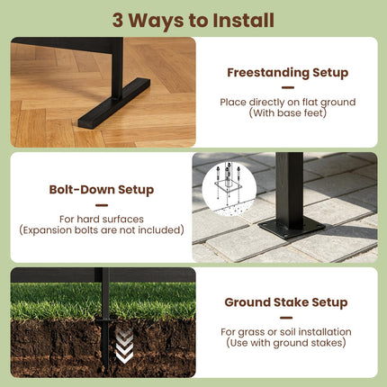 Dreamade 37" W x 61" H Outdoor Privacy Fence Screen with Ground Stakes & Base Feet (1/2)
