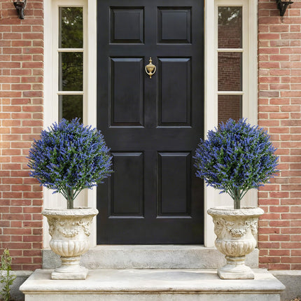 Dreamade Set of 2 Artificial Lavender Topiary Ball Trees | Sun-Proof Indoor Outdoor Fake Evergreen Plants