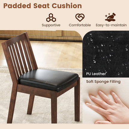Dreamade PU Leather Upholstered Kitchen Chairs w/Rubber Wood Frame Padded Seat