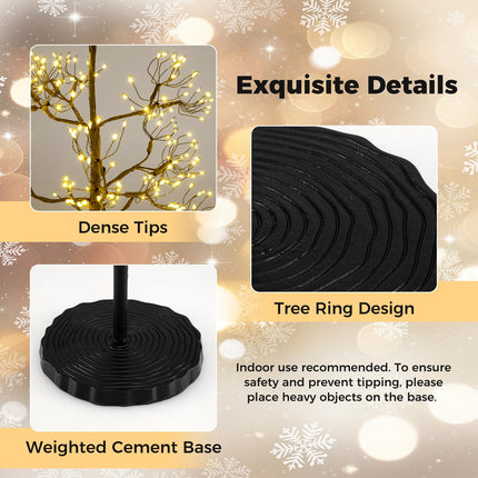 Dreamade 5/6/7 FT LED Alpine Tree with 1000 Warm White LED Lights, Pre-lit Artificial Cedar with Weighted Base