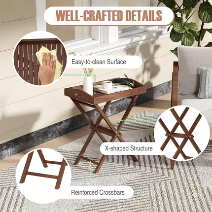 Dreamade 28-Inches High Solid Teak Wood TV Tray Side Table