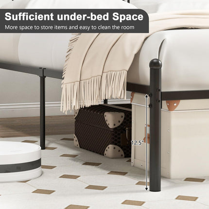 Dreamade Queen/Full/Twin Size Metal Bed Frame with Victorian Style Headboard