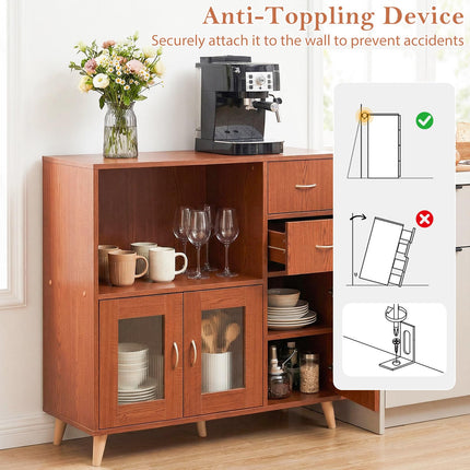 Dreamade 36 Inch Sideboard Buffet Cabinet with Open Compartment