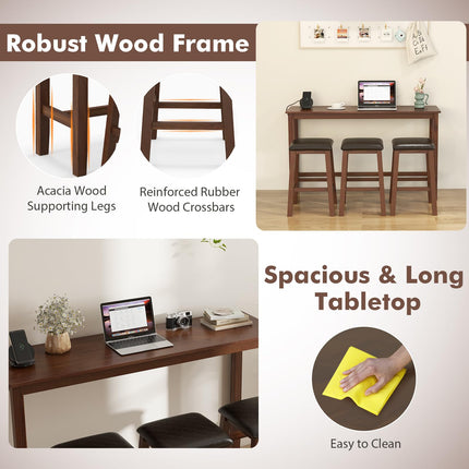 Dreamade Dining Table Set, Kitchen Table Set, 4-Piece Counter Height Dining Set with 3 Upholstered Stools